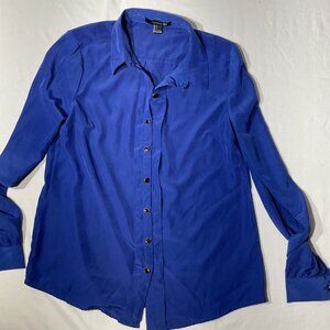 Forever 21 Royal Blue Button-Up Long-Sleeve Shirt Womens size Small